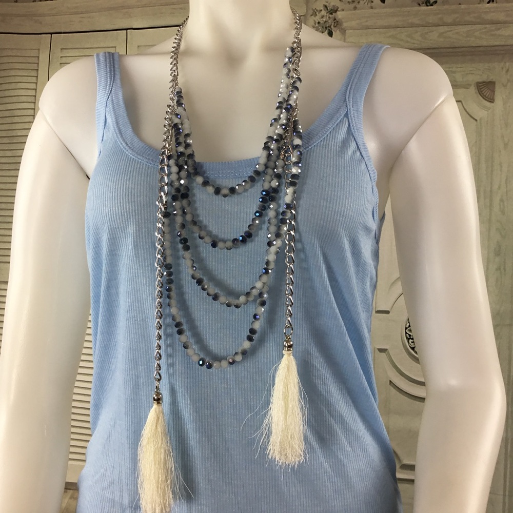 Boho Chic Beaded Tassel Necklace
